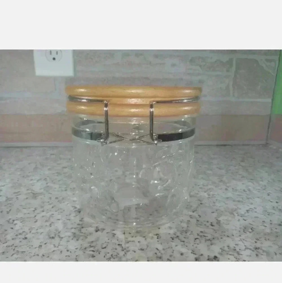 Vintage Glass Cookie Jar With Flower Designs And Lid - Picture 2 of 6